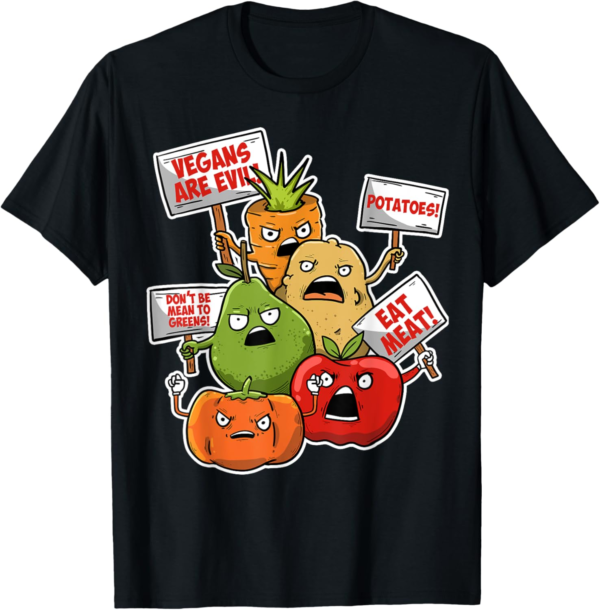 Veggie Protest Funny Sayings Vegetable Puns Vegan Jokes T-Sh... - Image 2